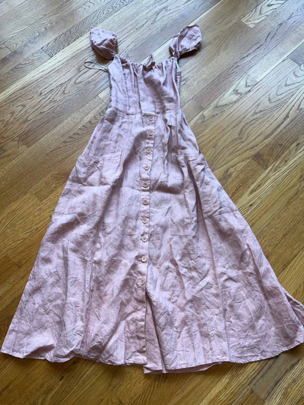 Reformation Francis Prairie A-Line Linen Dress Pink Size 2 - Picture 2 of 8